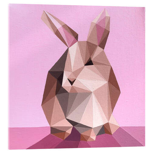Acrylic print Beige Rabbit on Pink