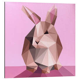 Tableau en aluminium Beige Rabbit on Pink - Maria Tuzhilkina