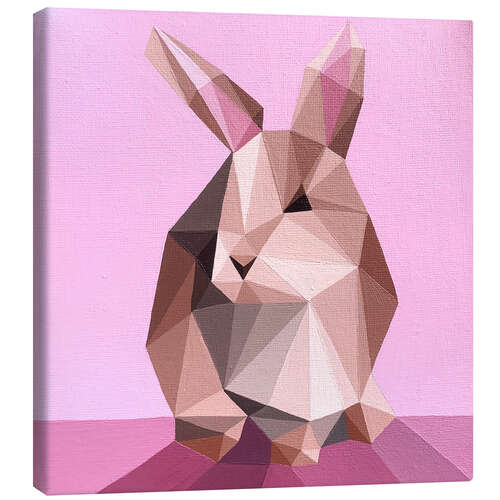 Leinwandbild Beige Kaninchen auf Rosa