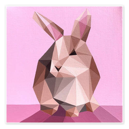 Poster Beige Rabbit on Pink