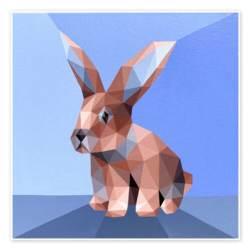 Poster Hase auf blauem Hintergrund