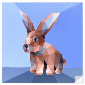 Wandsticker Hase auf blauem Hintergrund