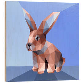 Tableau en bois Rabbit on blue
