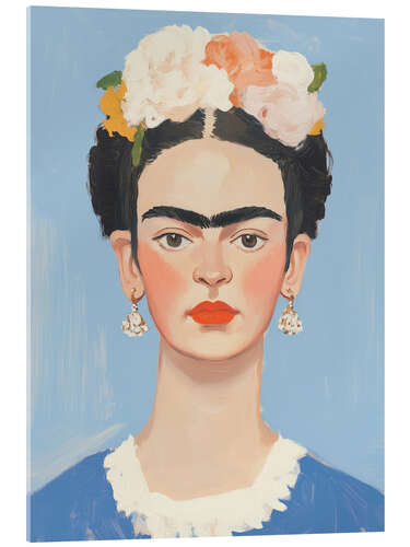 Tableau en verre acrylique Frida Kahlo on Blue