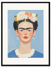 Framed art print Frida Kahlo on Blue