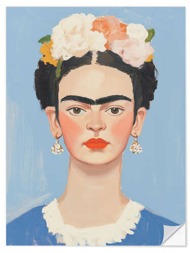 Sticker mural Frida Kahlo on Blue