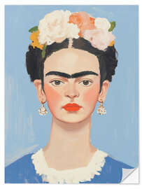 Sticker mural Frida Kahlo on Blue