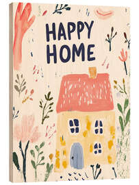 Tableau en bois Happy Home