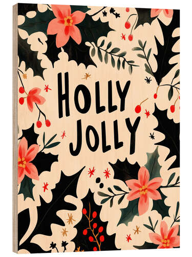 Print på træ Holly Jolly