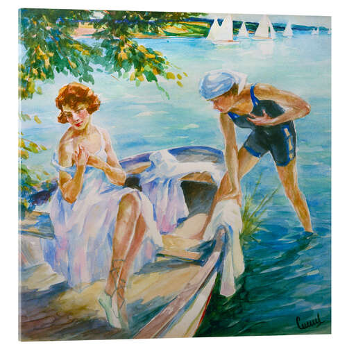 Quadro em acrílico Summer day at the lake with two young ladies