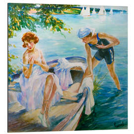 Alubild Sommertag am See mit zwei jungen Damen - Edward Cucuel
