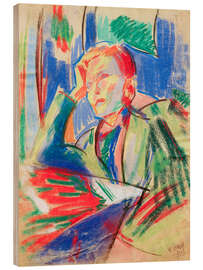 Holzbild Frau mit aufgestütztem Arm - William Straube