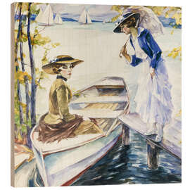Holzbild Zwei Frauen am Steg