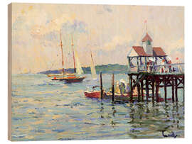 Quadro de madeira Boat dock on the lake, 1930 - Edward Cucuel