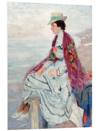 Hartschaumbild Dame am Steg