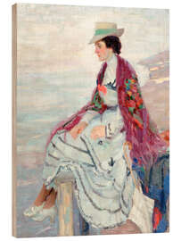 Holzbild Dame am Steg