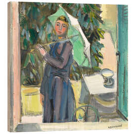 Trätavla Small figure at the window
