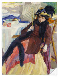 Wandsticker Dame mit einem Sonnenschirm