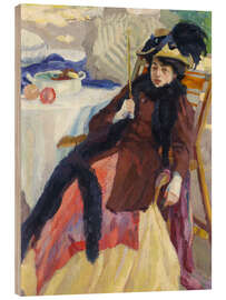 Holzbild Dame mit einem Sonnenschirm