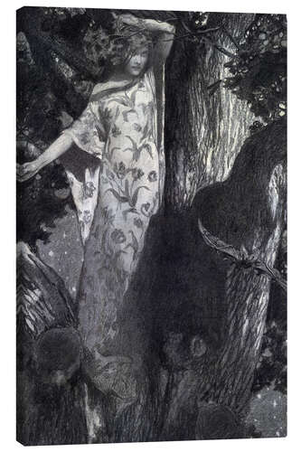Lienzo Young dryad balancing in the branches of the treetop