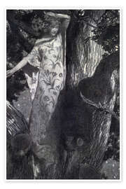 Tableau Young dryad balancing in the branches of the treetop - Elizabeth Shippen Green