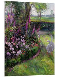 Hartschaumbild Rosenbeet und Gänse, 1992