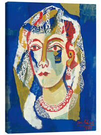 Leinwandbild Porträt einer Frau in einer Spitzenmantille, 1948 - Josef Scharl