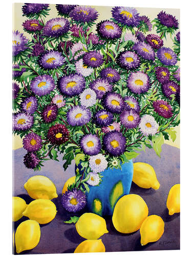 Acrylic print Purple Aster and Lemons