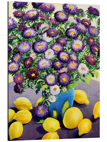 Aluminium print Purple Aster and Lemons