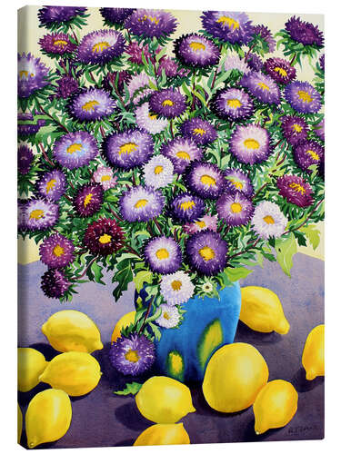 Canvas print Purple Aster and Lemons