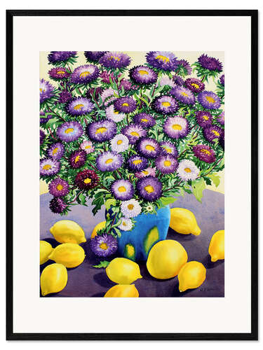 Framed art print Purple Aster and Lemons