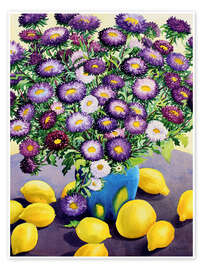 Wall print Purple Aster and Lemons - Christopher Ryland