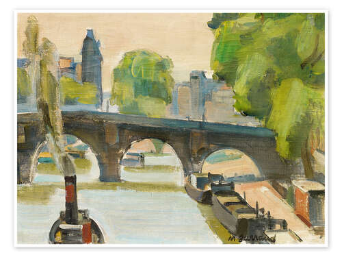 Plakat Seine in Paris with Pont Neuf