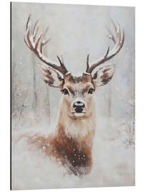 Alumiinitaulu Portrait of a Christmas deer in a snowy forest - TAlex