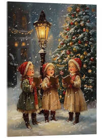 Acrylic print Victorian little girls singing Christmas carols I