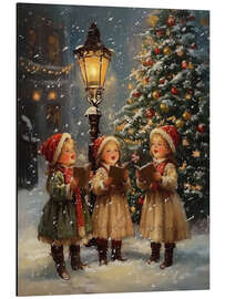 Aluminium print Victorian little girls singing Christmas carols I