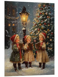 PVC print Victorian little girls singing Christmas carols I