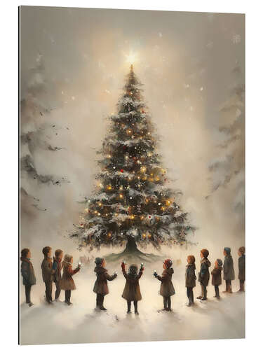 Tableau en plexi-alu Snowy Christmas Tree