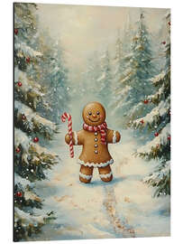 Aluminium print Vintage Gingerbread Girl in Christmas Forest - TAlex