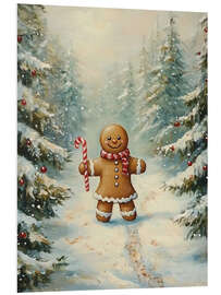 Cuadro de PVC Vintage Gingerbread Girl in Christmas Forest - TAlex