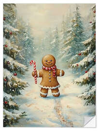 Wandsticker Vintage Lebkuchenmädchen im Weihnachtswald - TAlex