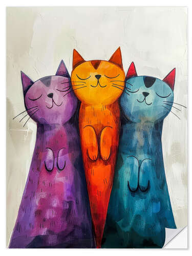 Muursticker Happy Cats