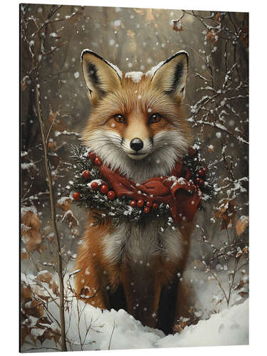 Tableau en aluminium Fox in winter forest