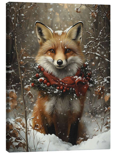 Canvas-taulu Fox in winter forest