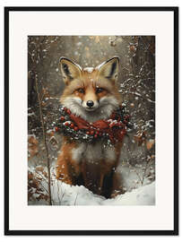 Gerahmter Kunstdruck Fuchs im Winterwald - Olga Telnova