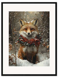 Innrammet kunsttrykk Fox in winter forest