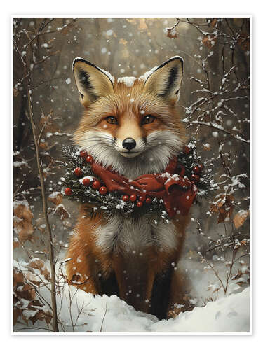 Poster Fox in winter forest