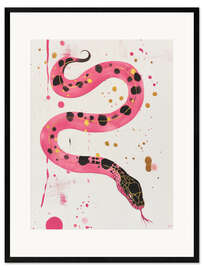 Ingelijste kunstdruk Pink snake