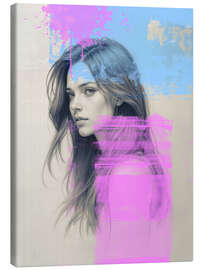 Tableau sur toile Portrait of a young woman in pink mood