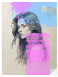 Wall sticker Portrait of a young woman in pink mood